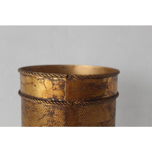 Li Puma Italian Style Regency Gilt Metal Paper Wastebasket Mid-Century Hollywood Regency For Sale - Image 11 of 12