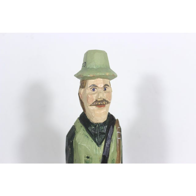 Nautical Vintage Hand Carved Wood Fisherman Folk Art For Sale - Image 3 of 9