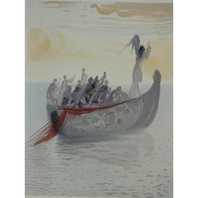 Salvador dali (1904-1989) purgatory 2: the boatman's boat color woodcut unsigned on bfk rives vellum 26 x 33 cm (c. 10 x...