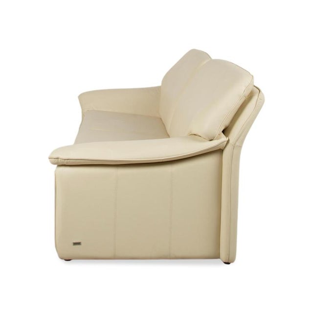 Lauser Atlanta Leather Three-Seater Beige Cream Sofa Couch For Sale - Image 12 of 13