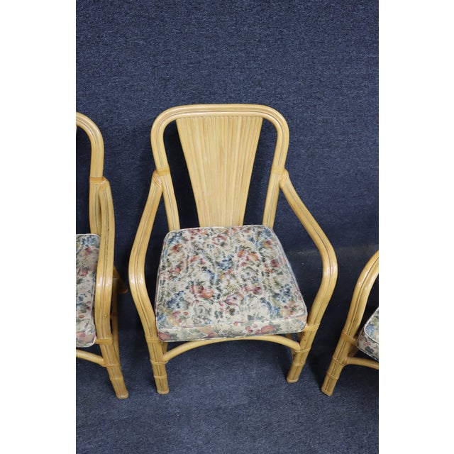 MCM Style Fan Back Bamboo & Rattan Armchairs – Set of 4 For Sale - Image 11 of 18