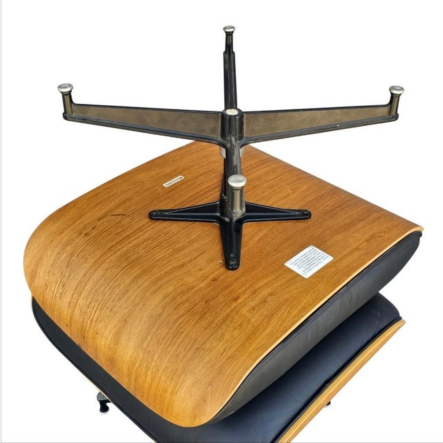 Wood Mid-Century Modern Eames Leather Ottoman by Herman Miller For Sale - Image 7 of 17
