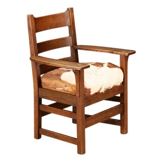L. & j.g. Stickley Mission Oak Ladder-Back Armchair, C. 1910, Signed For Sale