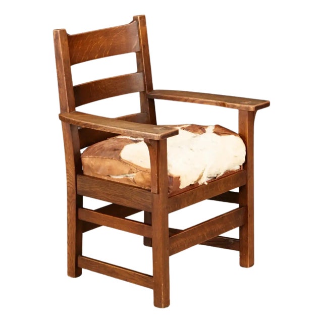 L. & j.g. Stickley Mission Oak Ladder-Back Armchair, C. 1910, Signed For Sale