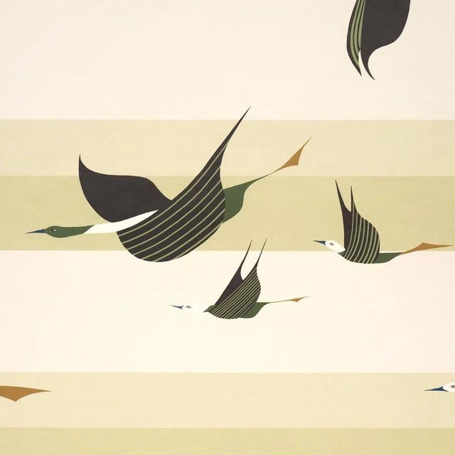 Contemporary Schumacher x Peg Noriss Flying West Wallpaper In Green For Sale - Image 3 of 6
