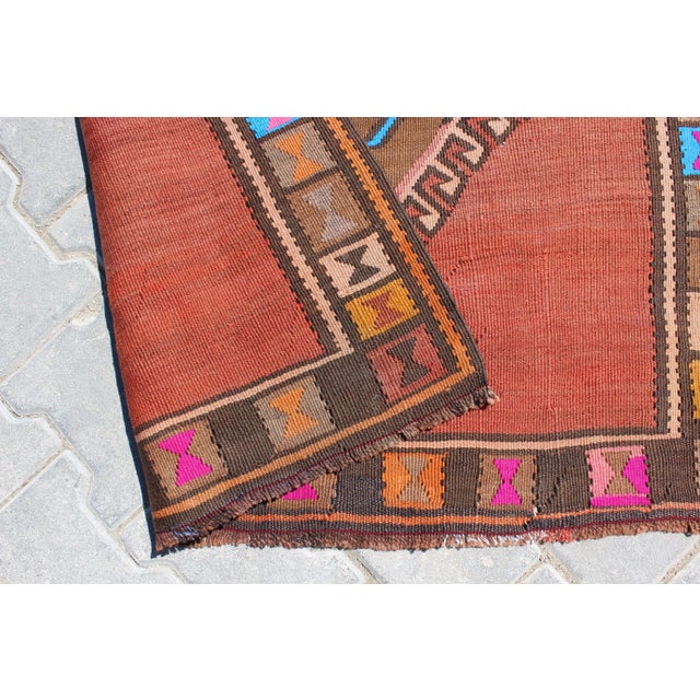 Geometric Design Kilim Runner - 40"x92" For Sale - Image 10 of 11