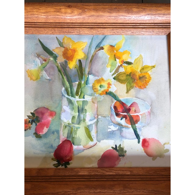 Original painting on paper Unsigned 11.5 x 13.5 Overall size with vintage frame is 16 x 18