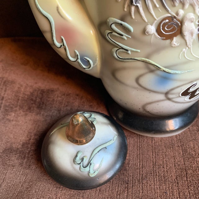 Antique Japanese Moriage Dragonware Hand-Painted Tea Pot by Fairytale China For Sale - Image 9 of 12