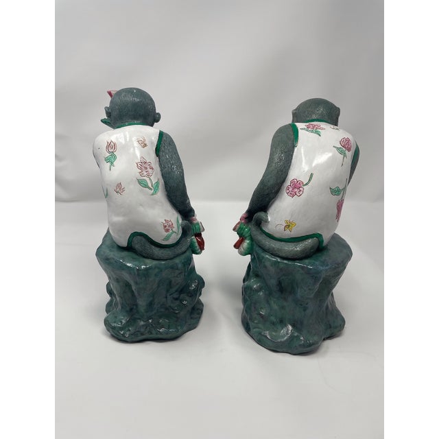 Vintage Chinoiserie Monkey Candle Holders - A Pair For Sale - Image 9 of 14