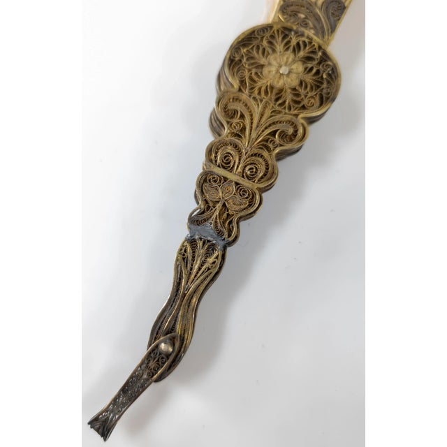 Early 20th Century Gilt Silver Filigree Portuguese Hand Fan For Sale - Image 14 of 14