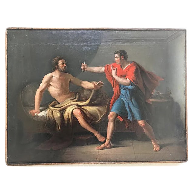 Muzio Scevola and Porsenna - Original Oil on Canvas by Gaspare Landi - Late 1700 Late 18th Century For Sale