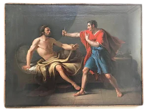 Muzio Scevola and Porsenna - Original Oil on Canvas by Gaspare Landi - Late 1700 Late 18th Century