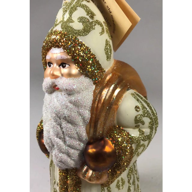 Antique White 2000’s Mouth Blown Santa Ornament “Ritzy Holiday” by Ino Schaller For Sale - Image 8 of 13