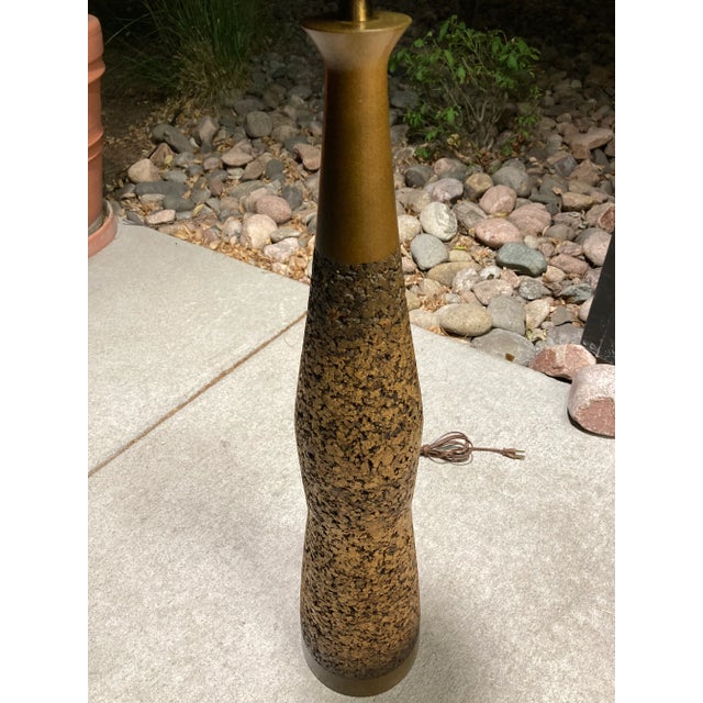 Mid 20th Century Mid-Century Modern Tall Walnut & Cork Table Lamp For Sale - Image 5 of 13