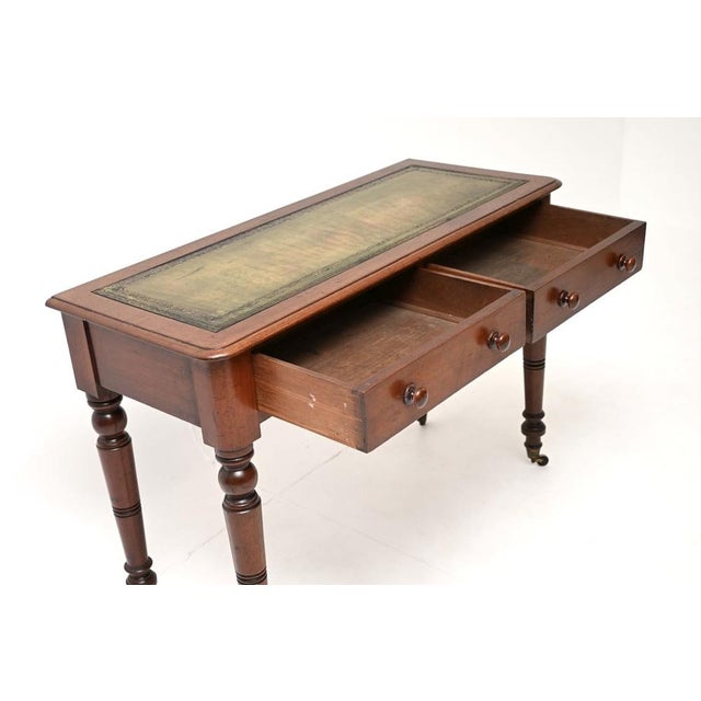 Antique Victorian Leather Top Writing Table, 1860s For Sale - Image 10 of 11