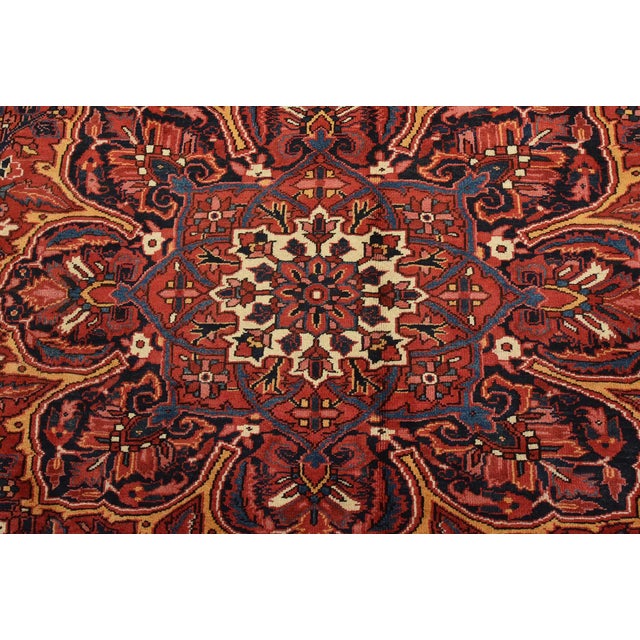 Heriz Rug 8’5” X 10’9” Red Wool Vintage Traditional Hand-Knotted Oriental Carpet For Sale In Philadelphia - Image 6 of 15