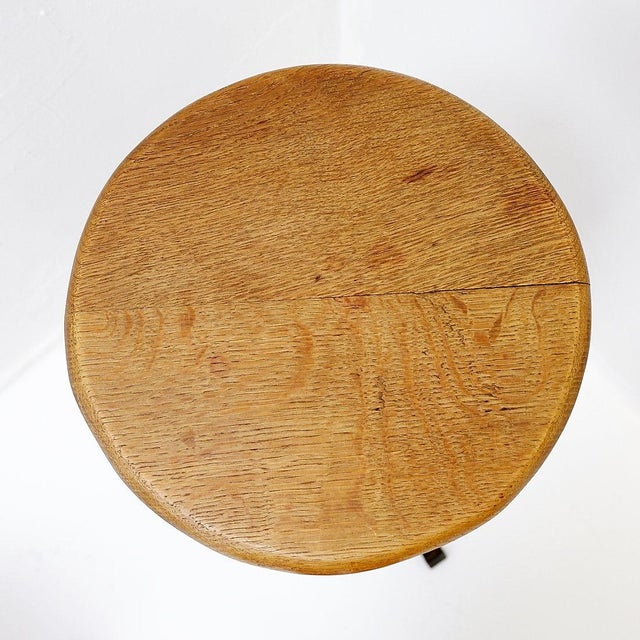 Brutalist Bar Stools in Oak and Wrought Iron, 1960s, Set of 2 For Sale - Image 6 of 14