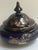 Italian Keramos Capodimonte Cobalt Blue Glaze Ornate Gold Handprinted Peacock and Floral Motif Lidded Round Vase Jar For Sale In New York - Image 6 of 16