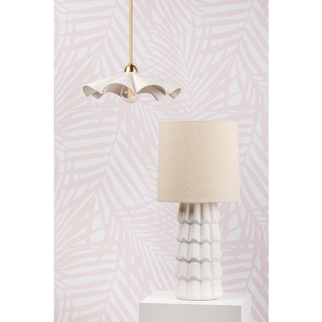 Mitzi Maisie 16 in. 1 Light Pendant in Aged Brass and Ceramic Rough Texture White Finish For Sale - Image 12 of 15
