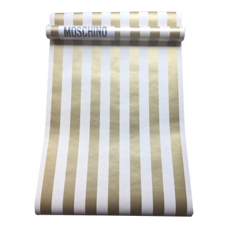 Vintage Moschino Gold Striped Wallpaper For Sale