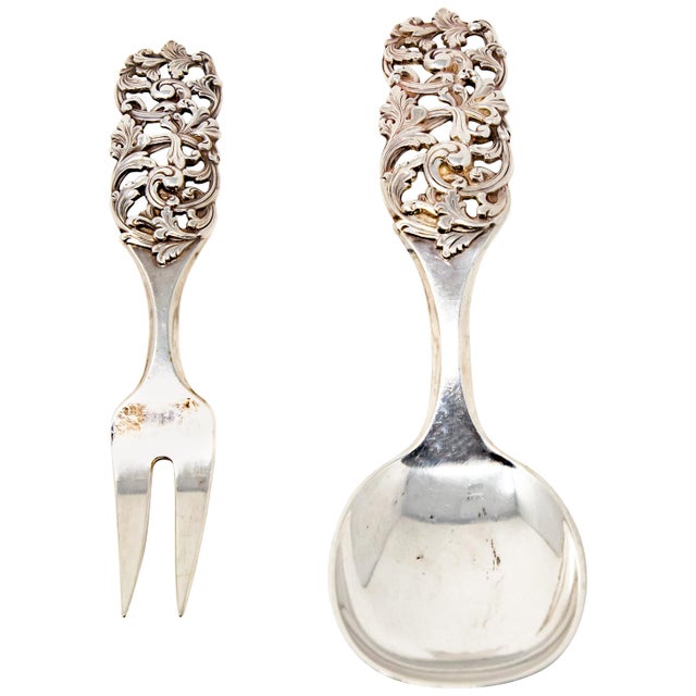 Mid 20th Century Sterling Silver Salad Cutlery, Norway- 2 Pieces For Sale - Image 12 of 12