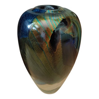 1995 Signed Randy Strong Dichroic Art Glass Vase For Sale