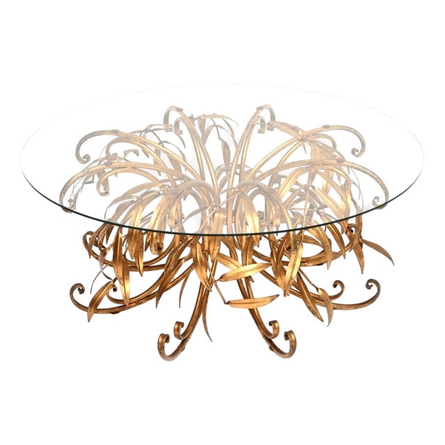 Vintage Gilt Metal Coffee Table by Hans Kogl, 1960 For Sale