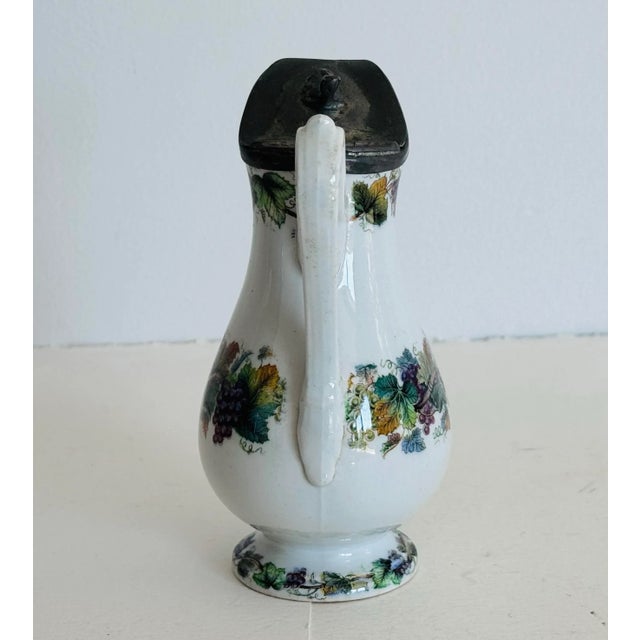Late 19th Century Late 19th Century English Victorian Floral Decorated Ironstone Syrup Pitcher For Sale - Image 5 of 8