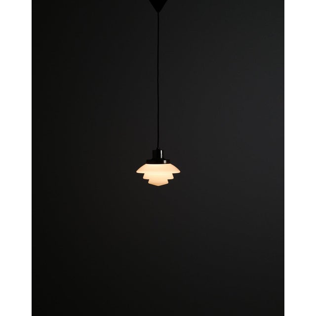 Mid-Century Finnish Glass & Chrome 1612 Pendant from Taito, Finland, 1940s For Sale - Image 5 of 6