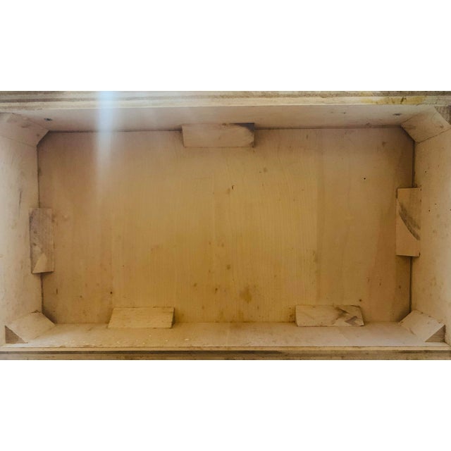 Vintage Mid-Century Modern Rectangular Wood Parsons Style Custom Console/Desk With Geometric Painted Design in Black, Circa 1980s For Sale - Image 9 of 12