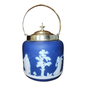 1920s Adams Tunstall of England Jasperware Biscuit Barrel