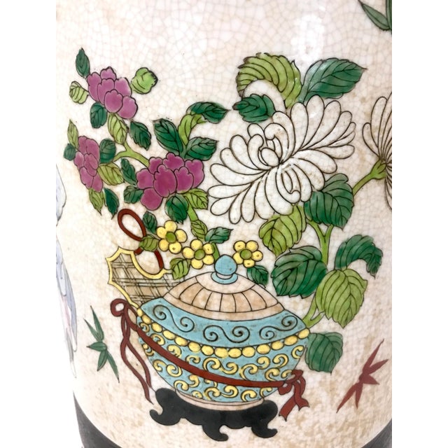 The Chinese Warriors Umbrella Stand, 1950s, Beige Crackle Ware With Gold / Gilt Work, Signed Chenghua For Sale - Image 11 of 13