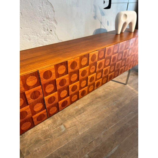 Brown Vintage Teak Marquetry Sideboard, 1960s For Sale - Image 8 of 11