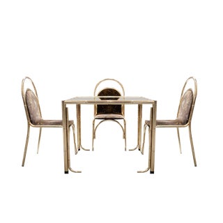 Gilded Dining Table and Chairs, 1970s, Set of 5 For Sale