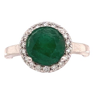 Natural Emerald Diamond Ring 14k Gold 2.83 TCW Certified For Sale