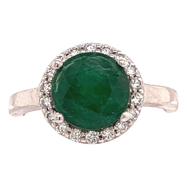 Natural Emerald Diamond Ring 14k Gold 2.83 TCW Certified For Sale