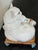 Monumental Italian Majolica Terracotta Mother Cat & Sleeping Kitten Sculpture on Striped Cushion, 22 Inches Wide For Sale In Chicago - Image 6 of 12