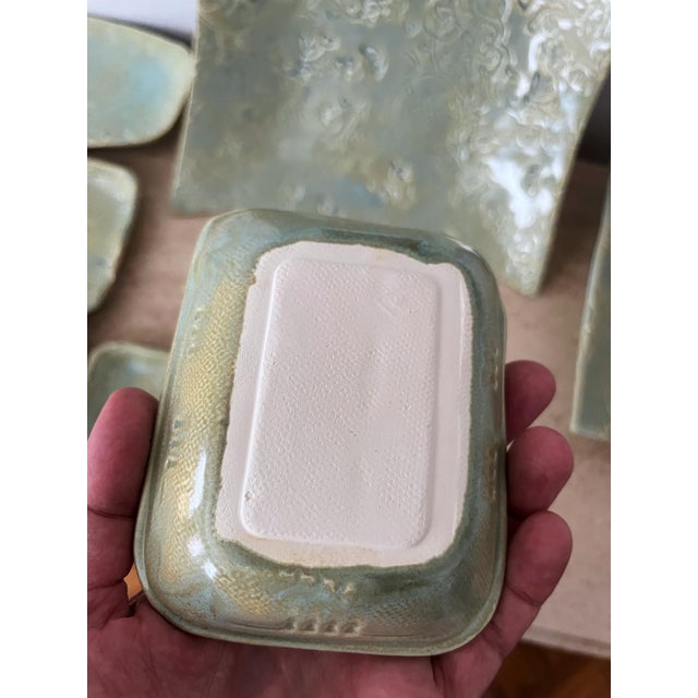 Set of Studio Pottery Floral Motif Celadon Decorative Accessories - Set of 11 For Sale In New York - Image 6 of 7