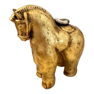 Gilded Gold Plaster Horse Sculpture For Sale