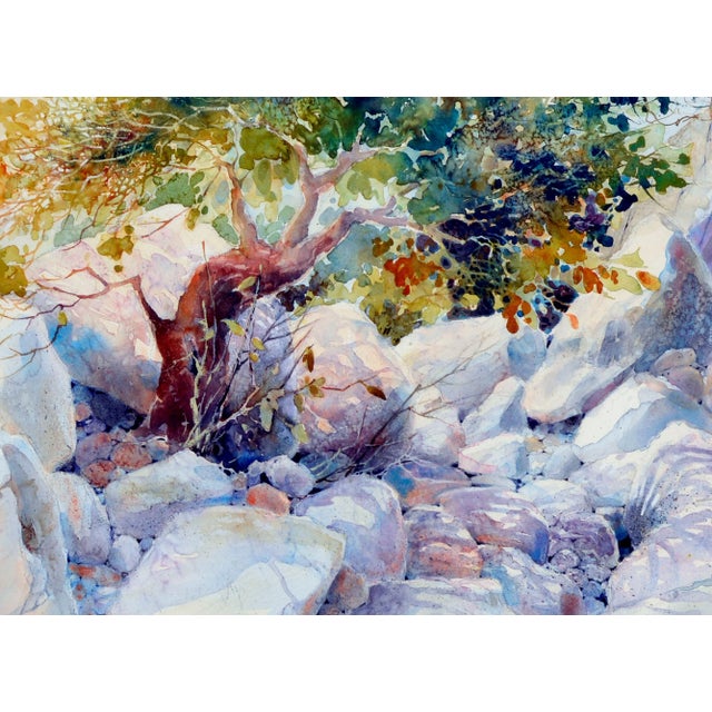 Impressionist Julie Gilbert Pollard Rocky Landscape Impressionist Watercolor 1980s For Sale - Image 3 of 7