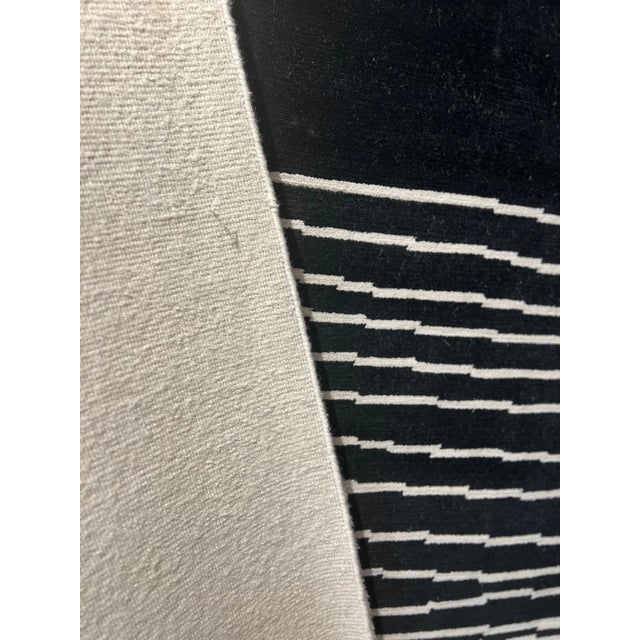 Hard to find contemporary design rug. Finely woven in wool pile.