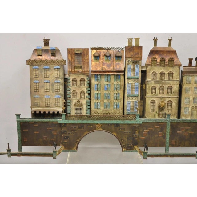 Mid-Century Modern Curtis Jere Mid Century Modern Large Mixed Metal Copenhagen City Wall Sculpture For Sale - Image 3 of 12