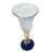 Striking vintage Venetian Murano hand-blown art glass chalice featuring a pale ice-blue spiral optic bowl, shimmering gold...