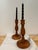 Pair of Hand Turned Vintage Wooden Candle Stick Holders With Velvet Bottoms For Sale - Image 4 of 7