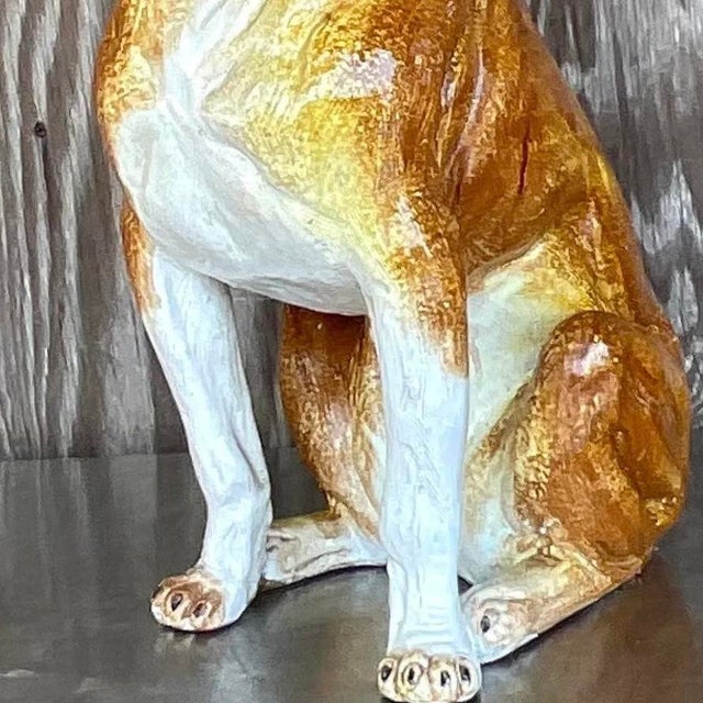 Ceramic Vintage Boho Italian Glazed Ceramic Boxer For Sale - Image 7 of 13