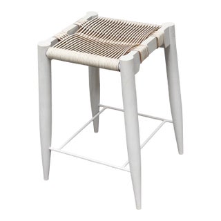 Ayush Kasliwal for Cb2 Leather-Wrapped Stool For Sale