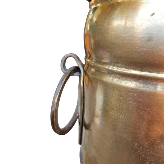 Antique Brass & Copper Repoussé Umbrella Stand – Early 20th C. Hand‑Hammered Stick Holder For Sale - Image 13 of 14