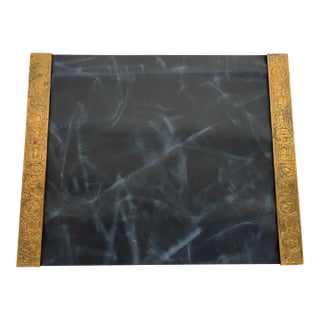 Tiffany Studios New York Zodiac Bronze Doré Blotter Ends With Leather Desk Blotter For Sale