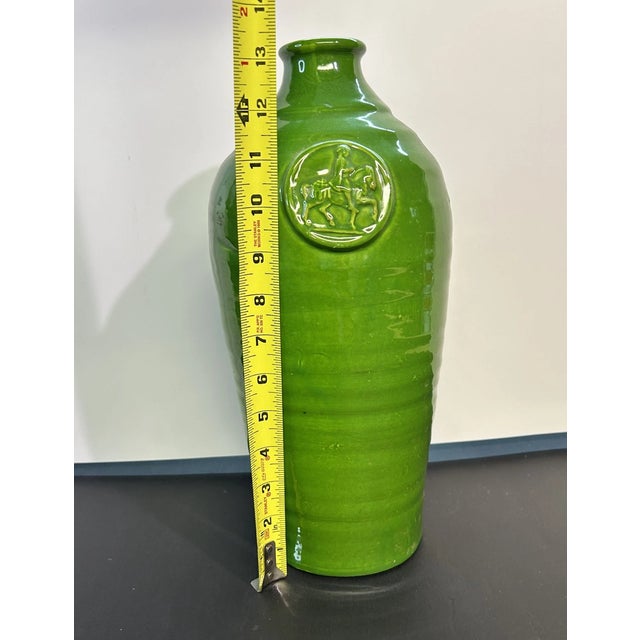 Elevate your space with this striking Vintage Mid-Century Modern Italian Art Pottery Vase, featuring a rich Chianti green...