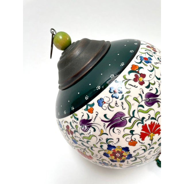Mediterranean Folk Art Ceramic Globe With Tulips For Sale - Image 3 of 4